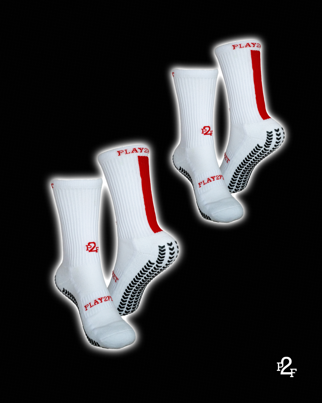 P2F Grip Socks - (2 pack) (BLK / RED)