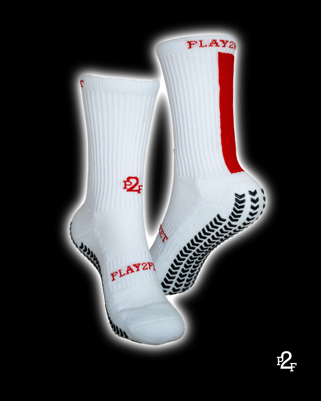 P2F Grip Socks - (2 pack) (BLK / RED)